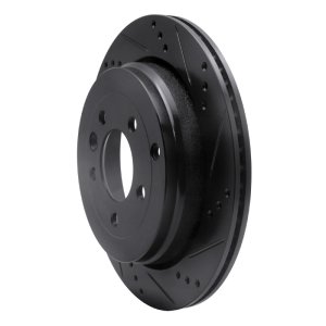 Land Rover LR3 Brake Rotor (1) - Rear Right - R1 Concepts - Drilled & Slotted - Black - `05-`07